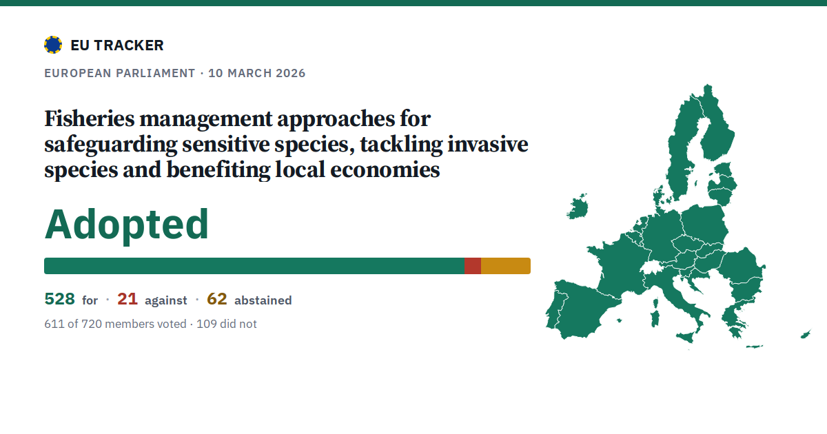 Fisheries management approaches for safeguarding sensitive species, tackling invasive species and benefiting local economies: Adopted, 528 in favour, 21 against, 62 abstained.