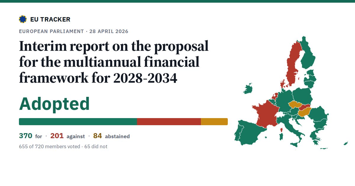 Interim report on the proposal for the multiannual financial framework for 2028-2034: Adopted, 370 in favour, 201 against, 84 abstained.